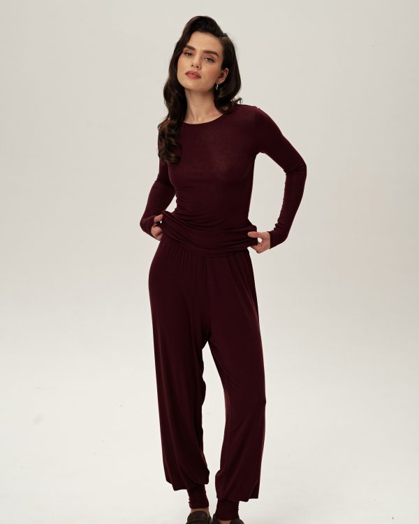 High-Cuff Joggers (Burgundy)