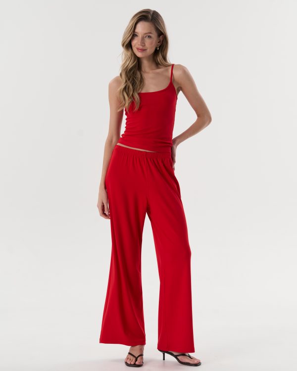 Straight-Leg Trousers (Red)