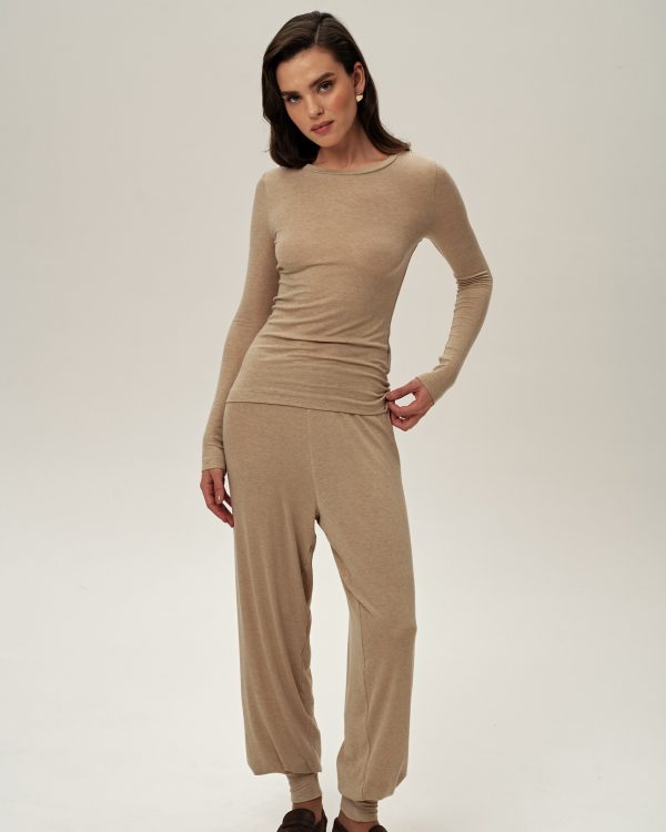 High-Cuff Joggers (Beige)