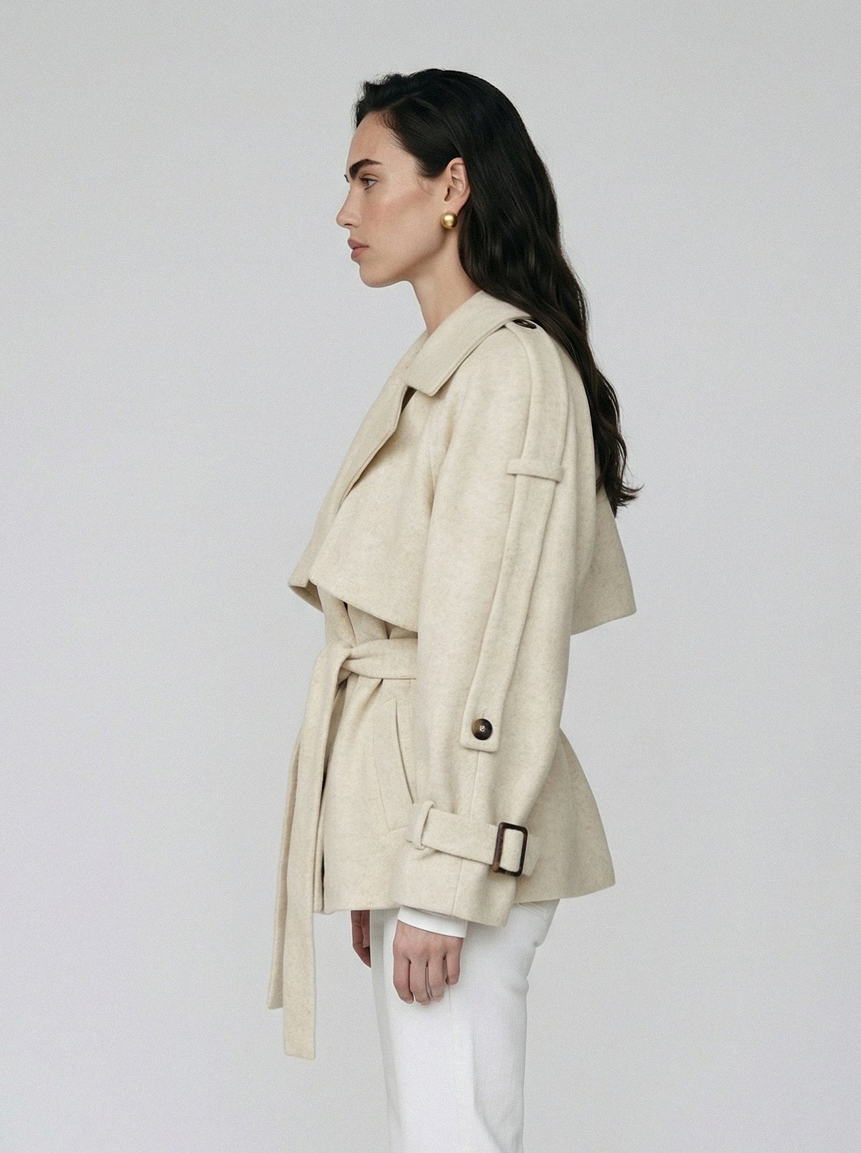 Monte Carlo shortened pea coat, Cream