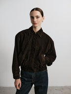 BROOKLYN BABY Genuine Suede Bomber Jacket, Chocolate