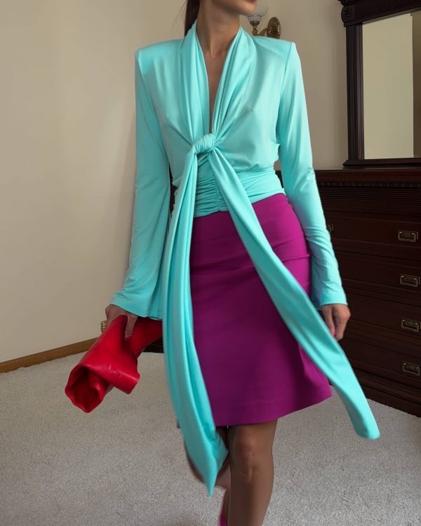 Knit Blouse with Ties