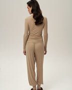 High-Cuff Joggers (Beige)