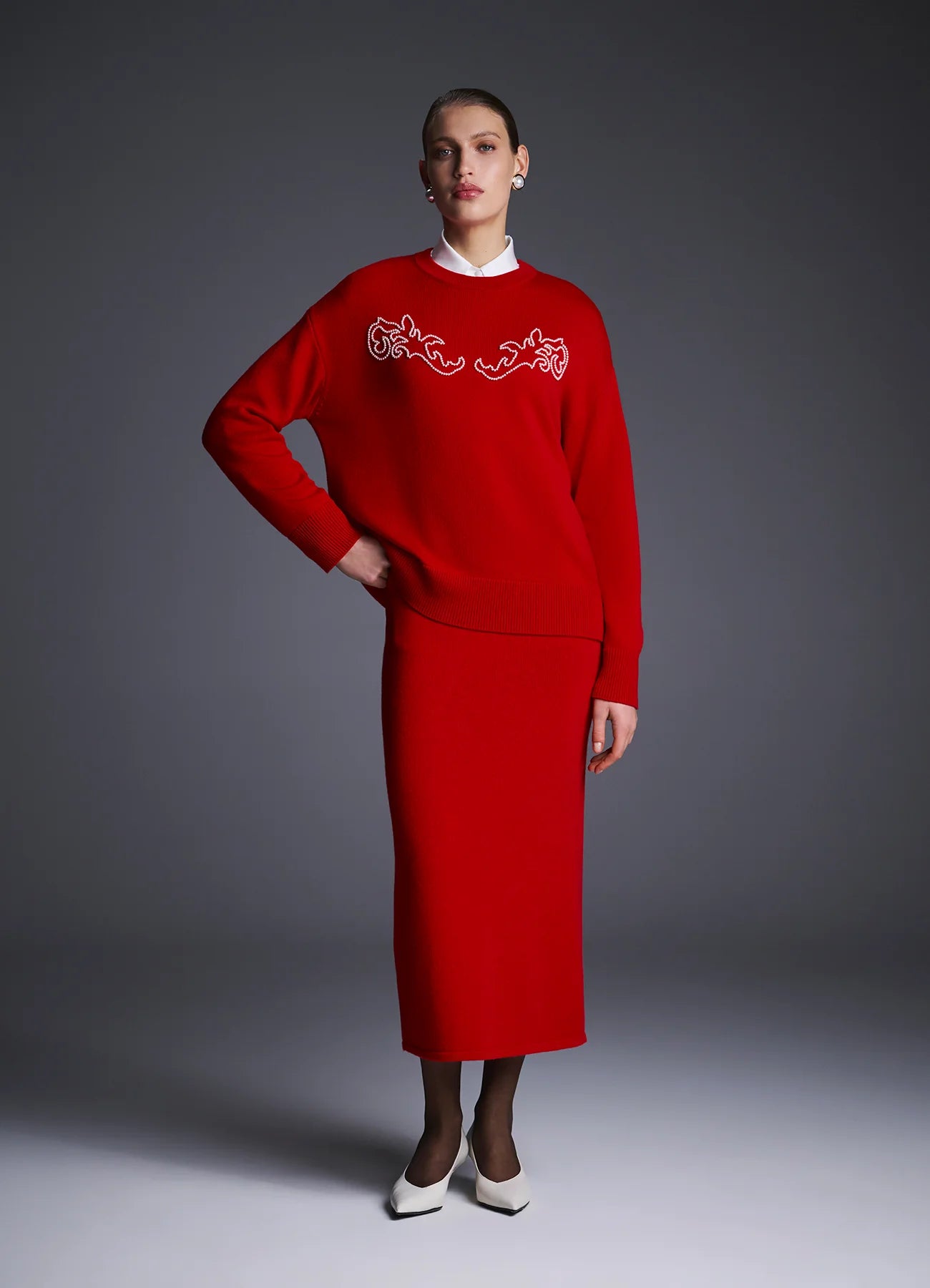 Zarnitsa jumper with pearl embroidery