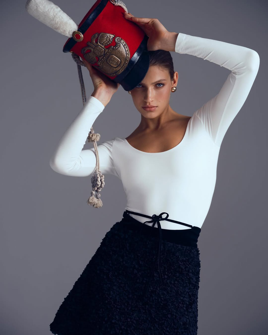 Black Textured A Line Skirt