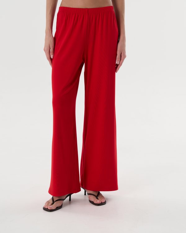 Straight-Leg Trousers (Red)
