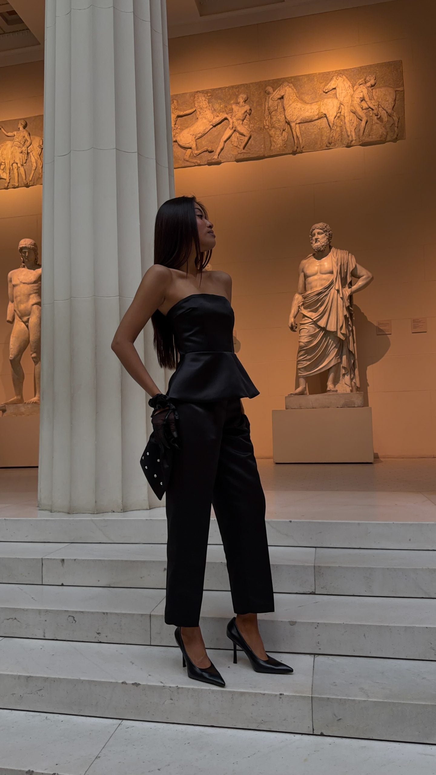 CLARA satin trousers, Black