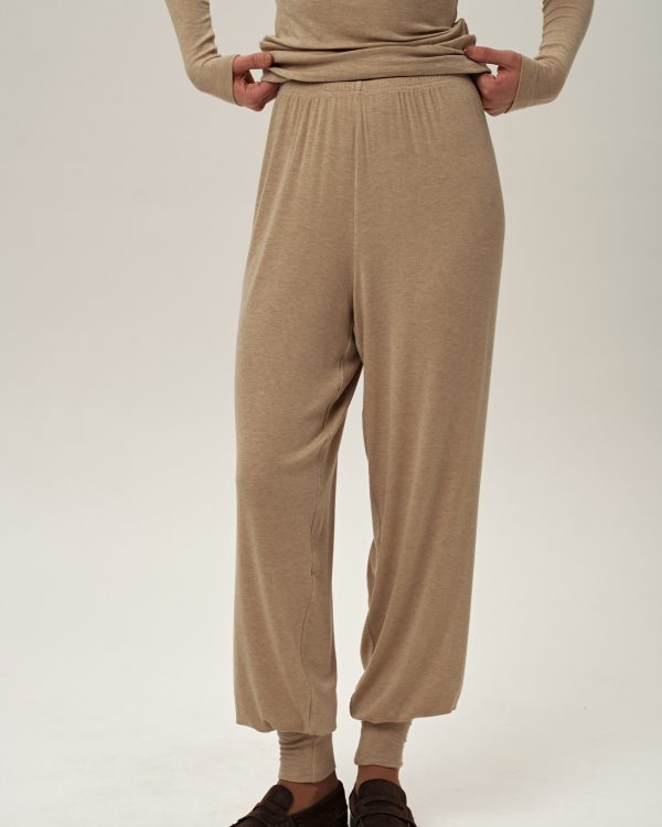 High-Cuff Joggers (Beige)