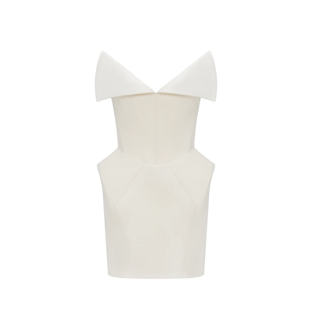 White Mini Dress with Lapels