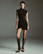 Pleated Silk Mini Skirt