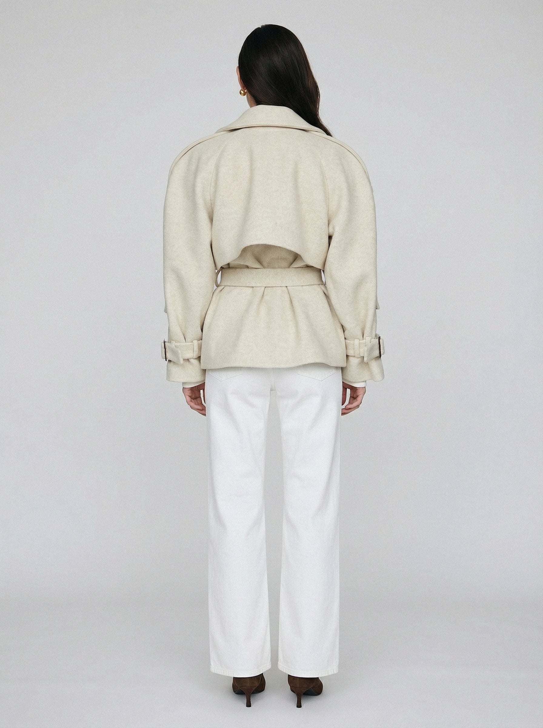 Monte Carlo shortened pea coat, Cream