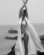 Ivory Cape Maxi Dress with Ruffle Hem