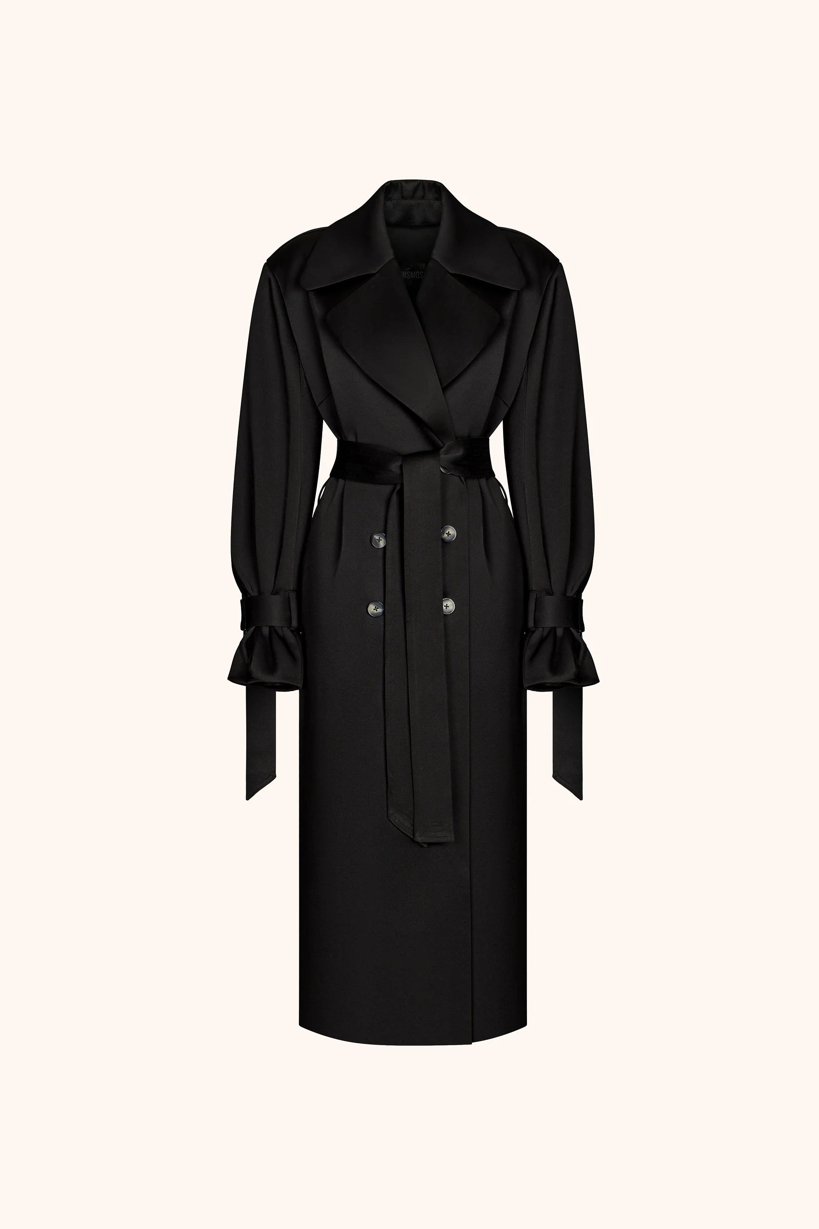 Double-breasted maxi trench coat with belt