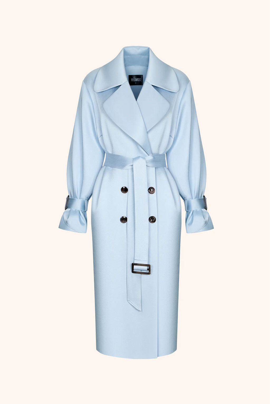 Double-breasted maxi trench coat with belt