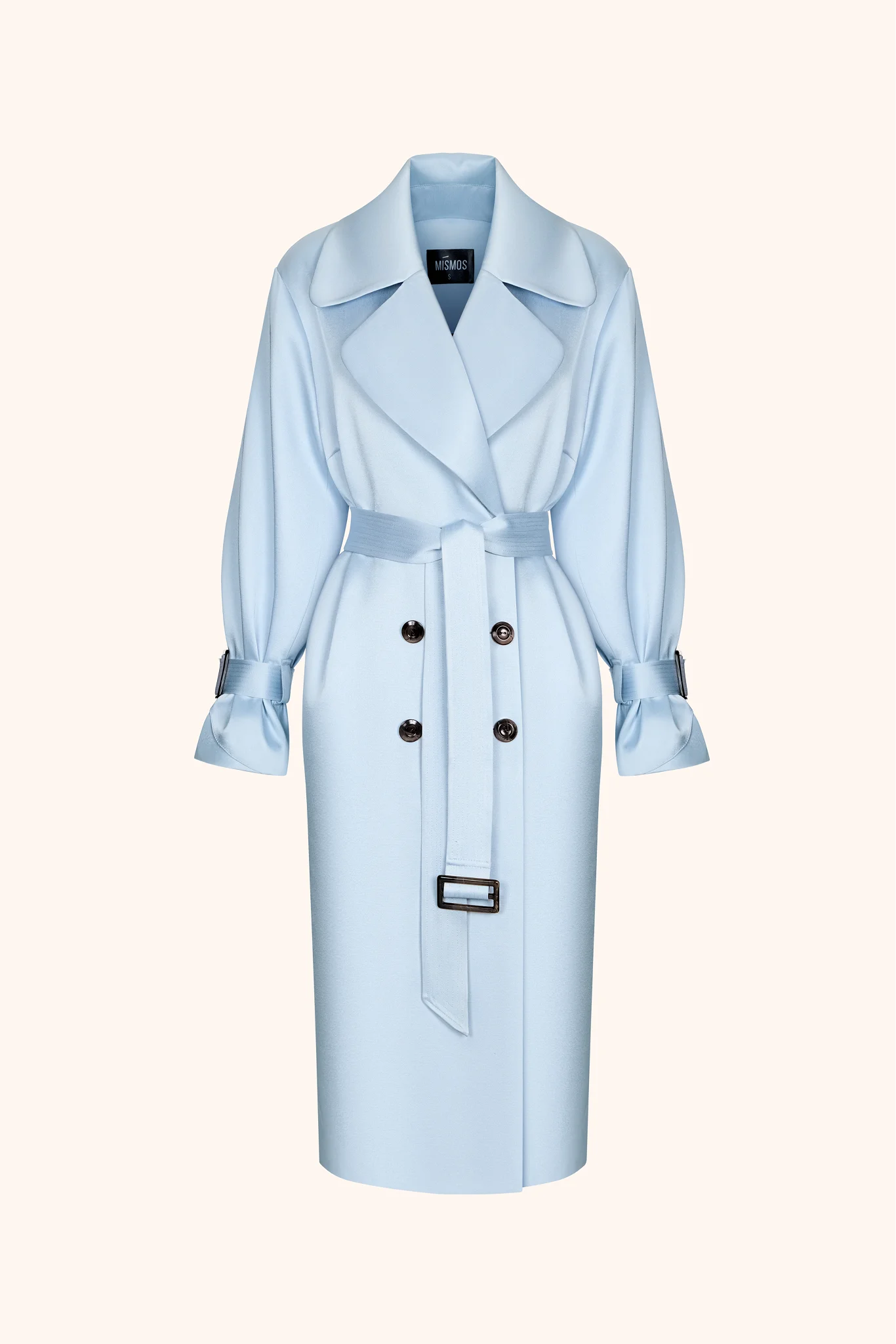 Double-breasted maxi trench coat with belt