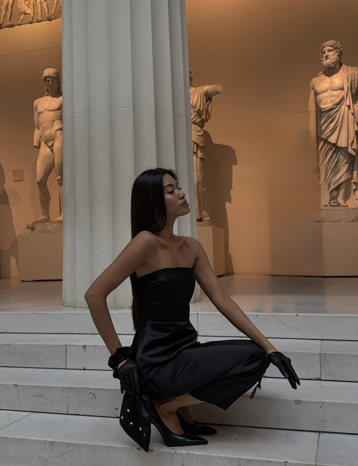 CLARA Satin Corset Top, Black