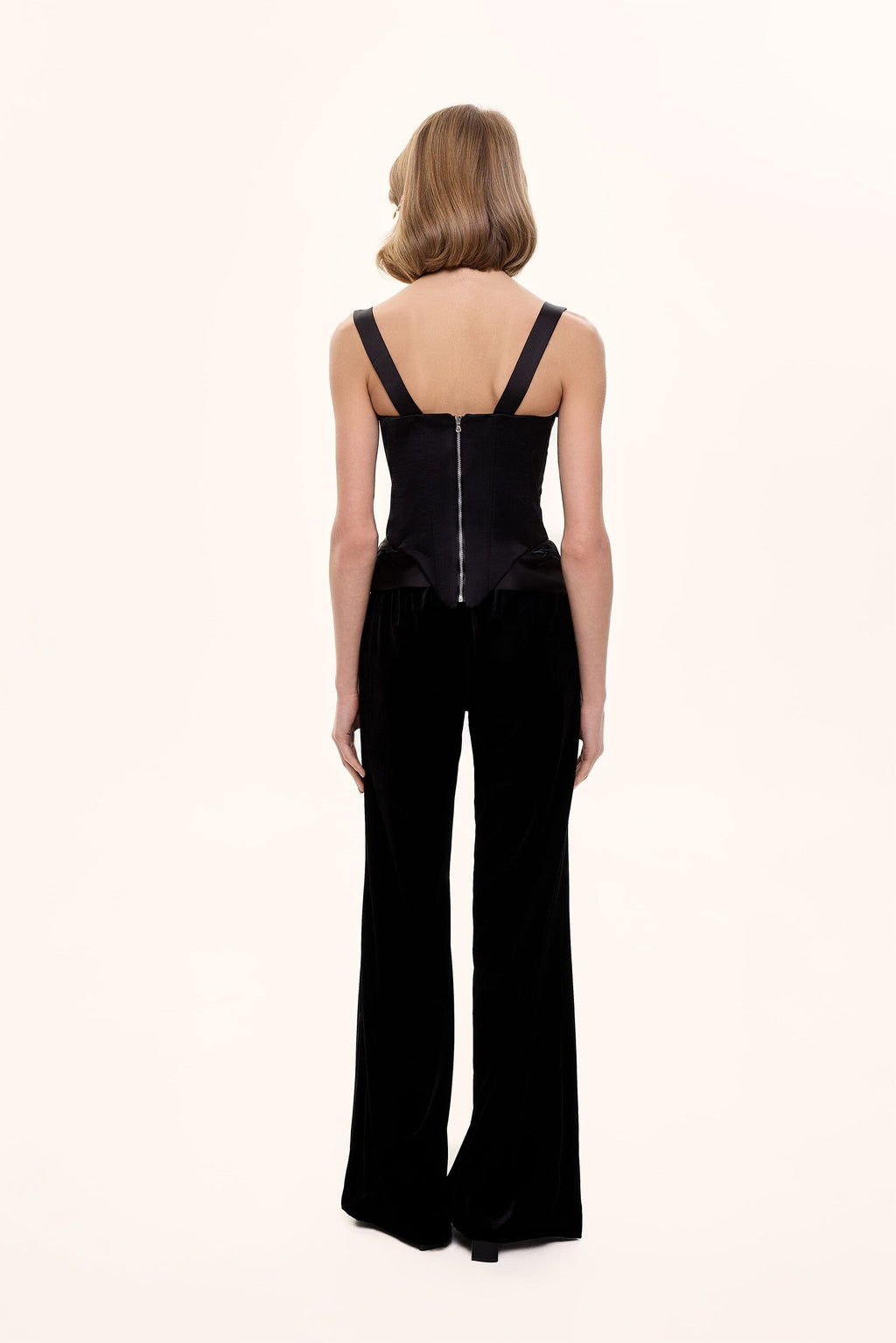 Black corset with tulip embroidery