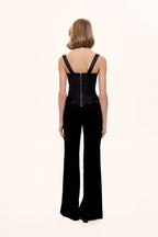 Black corset with tulip embroidery