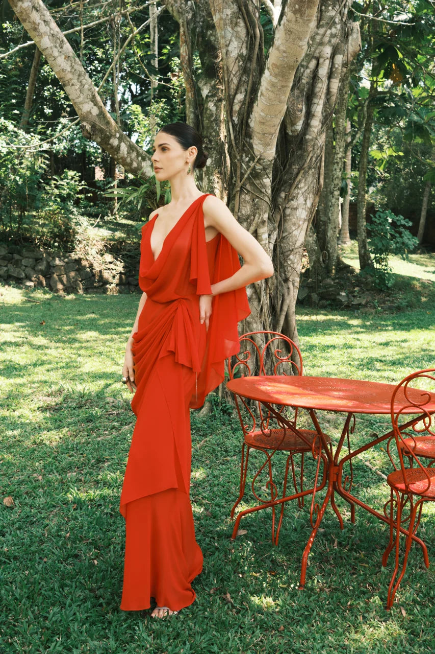 Red Chiffon Dress