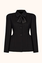 Jersey jacket with removable collar and tulip embroidery