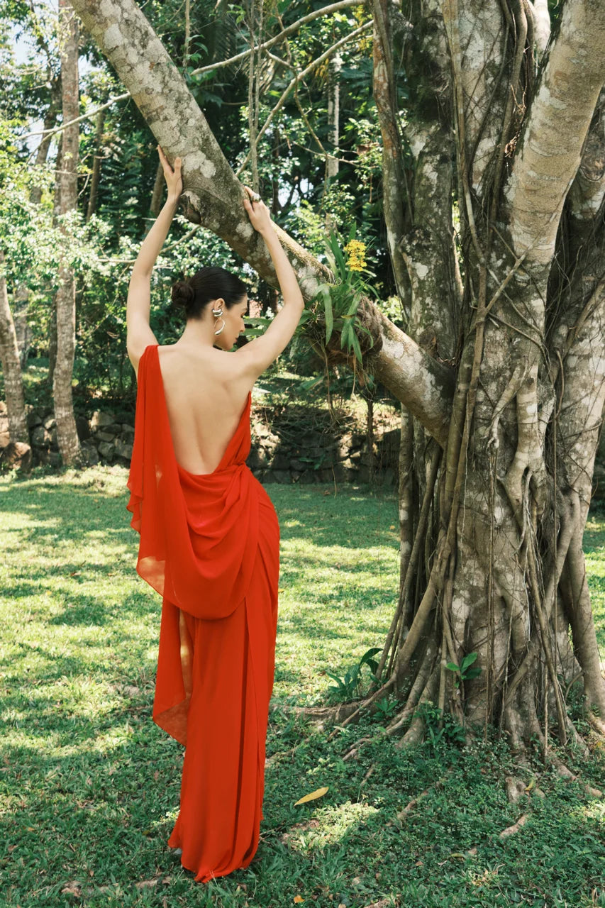 Red Chiffon Dress