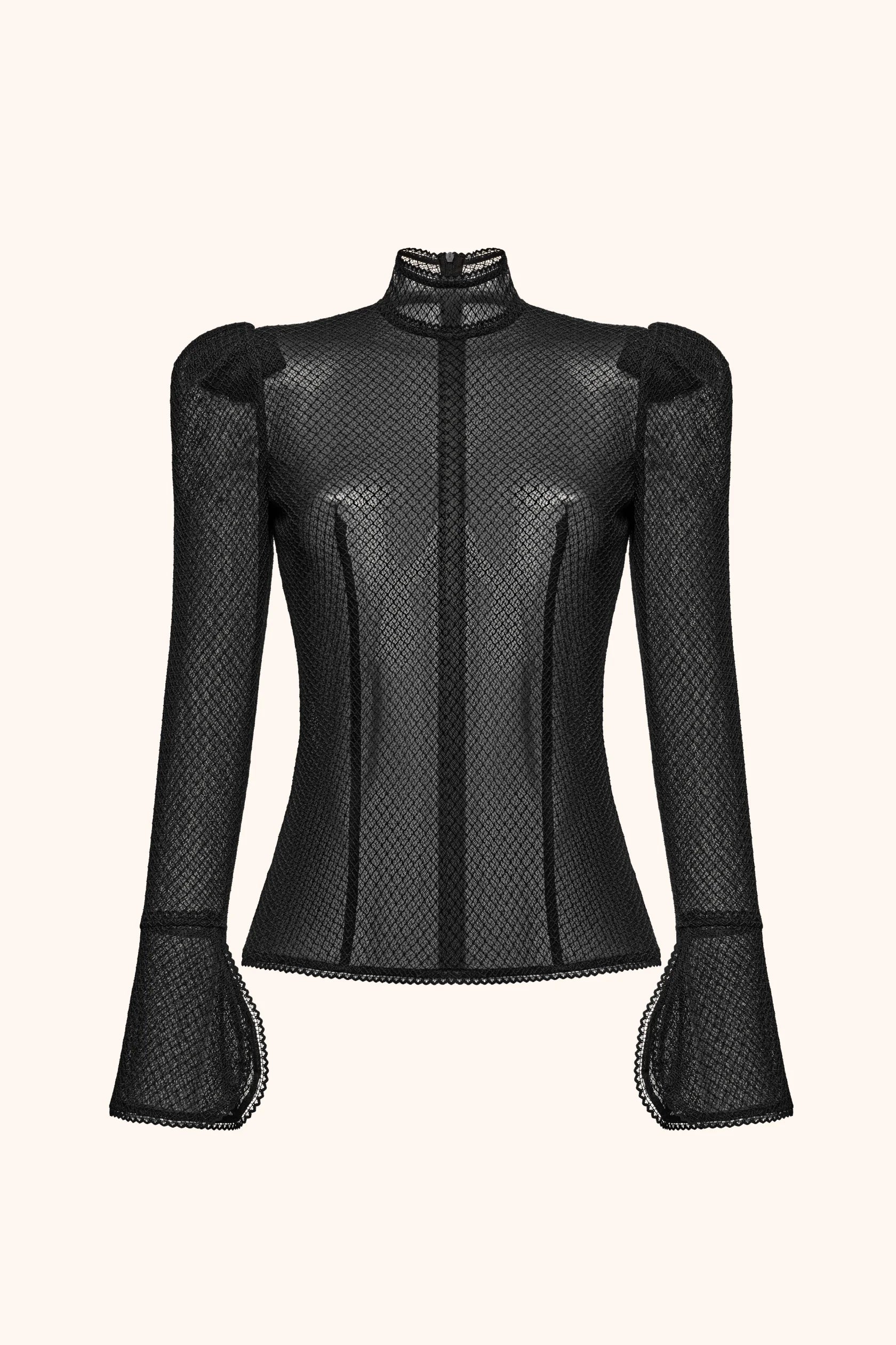 Openwork mesh blouse
