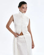 Blouse with a stand-up collar