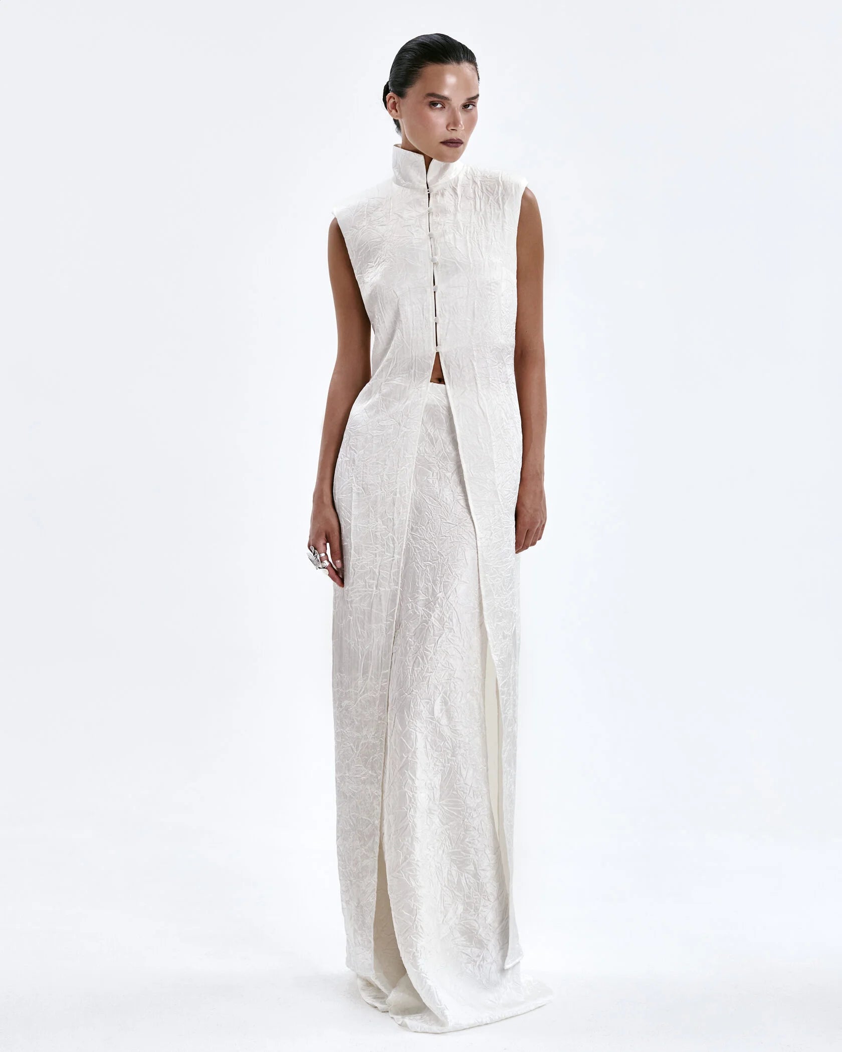 Blouse with a stand-up collar