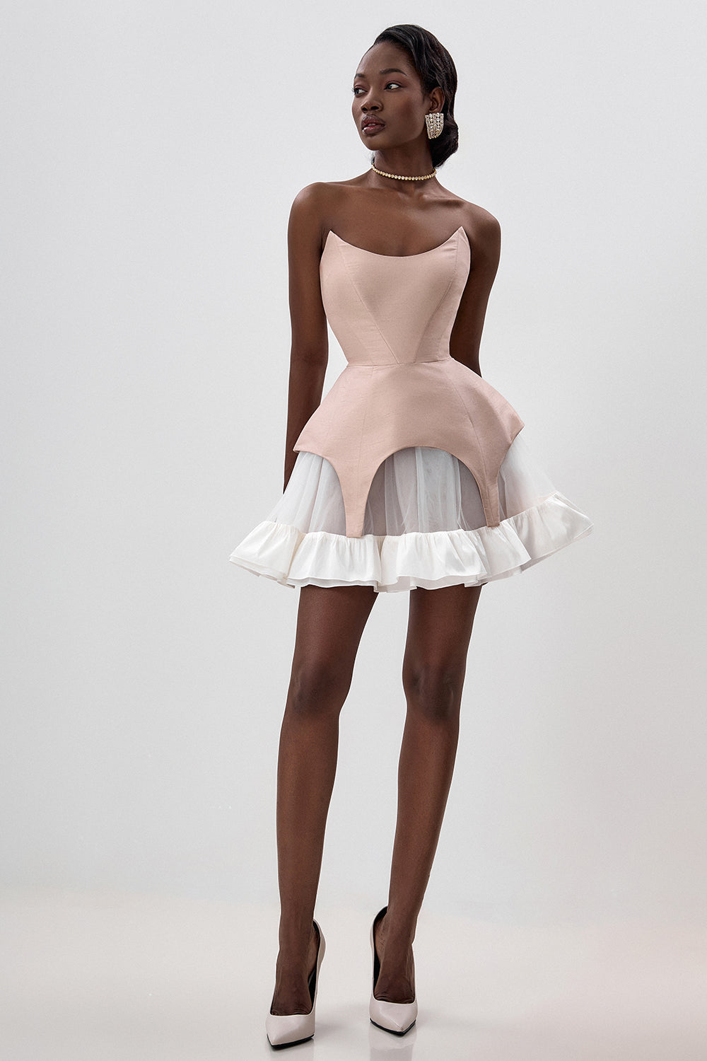 Corset dress with a full skirt