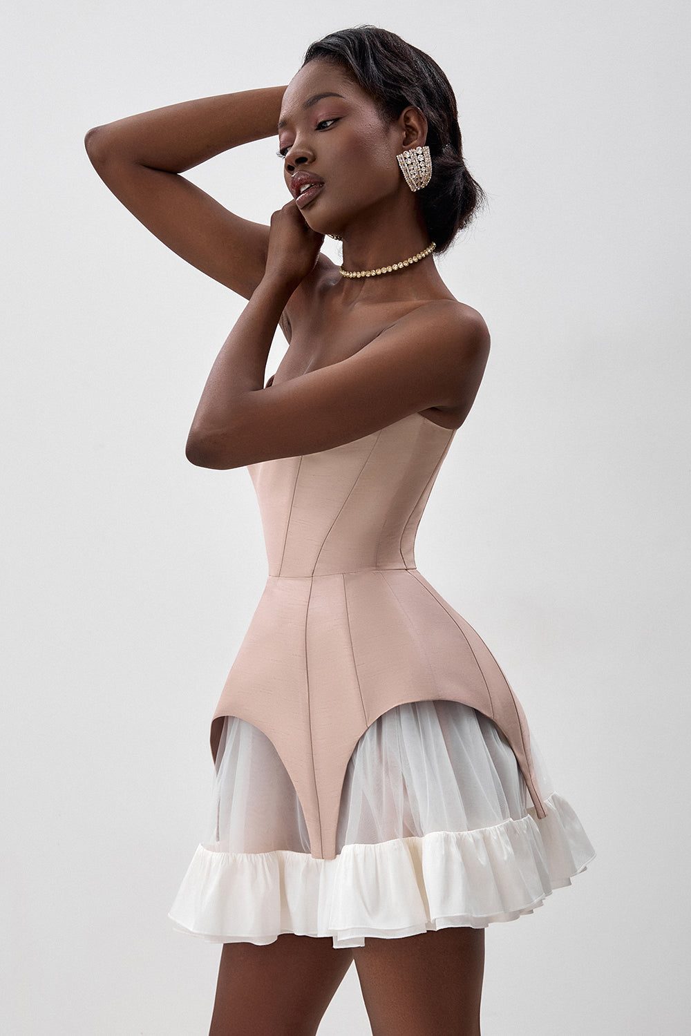 Corset dress with a full skirt