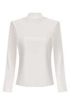 Satin blouse with open back and drapery