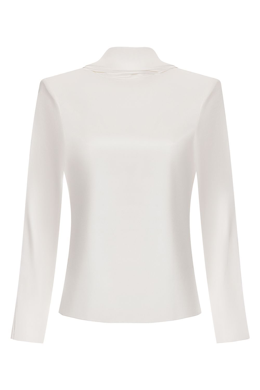 Satin blouse with open back and drapery