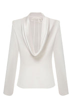 Satin blouse with open back and drapery