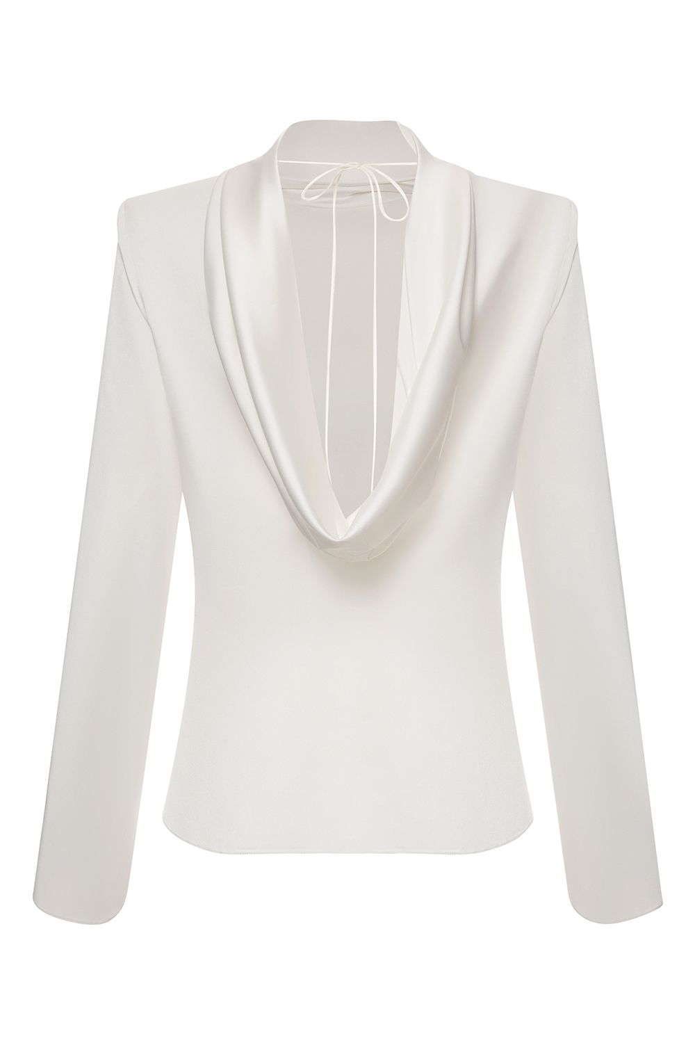 Satin blouse with open back and drapery