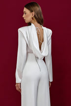 Satin blouse with open back and drapery