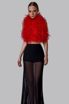 Skirt with ostrich feathers