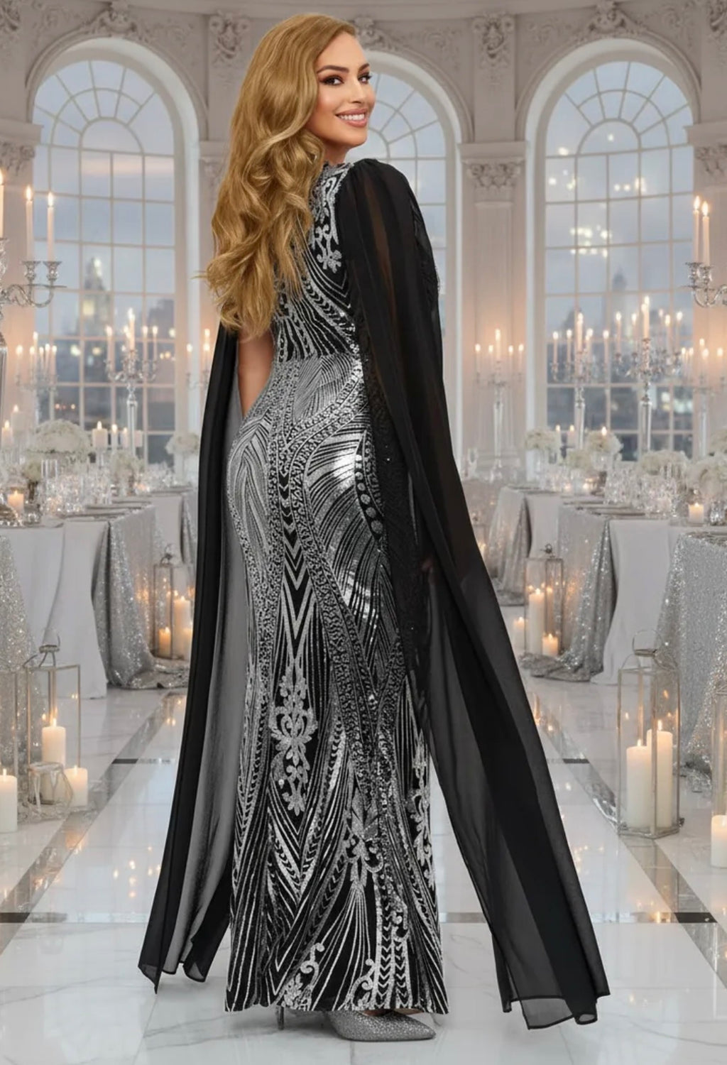 Elegant Black Floor-Length Evening Dress