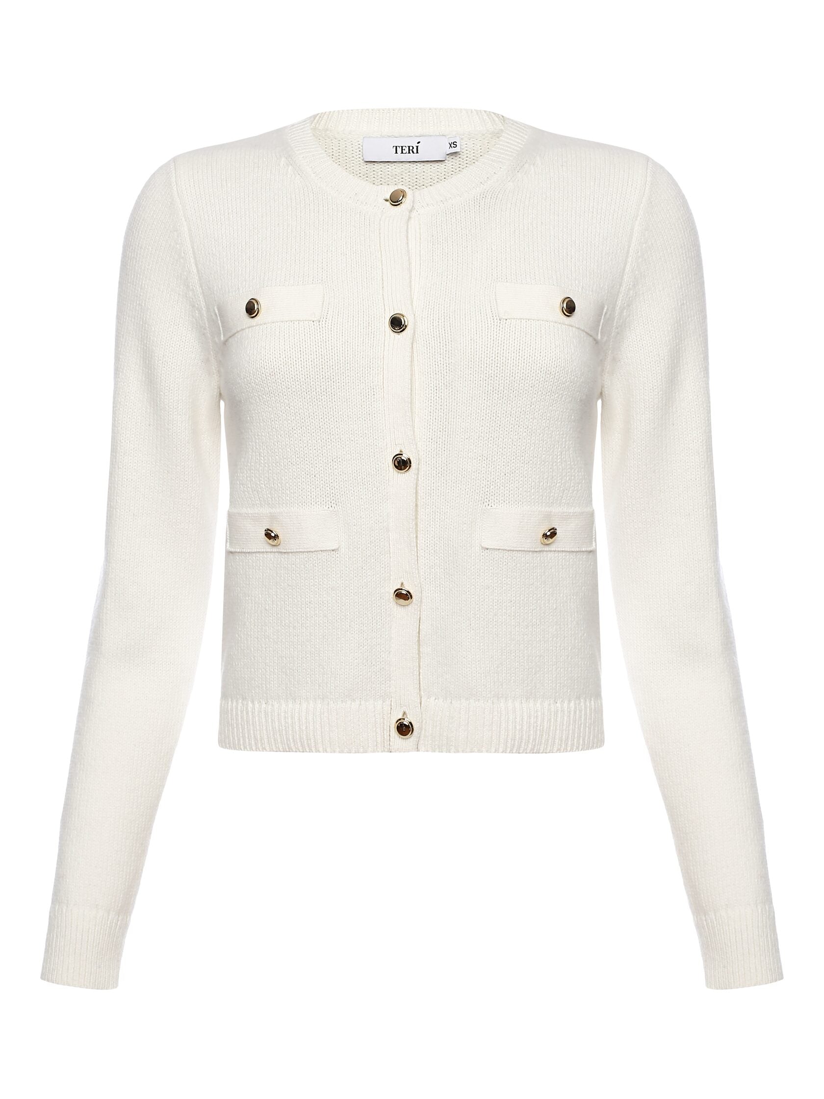 Merino Button Cardigan Ivory