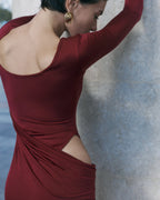 Wave Sleeve Bordo Dress