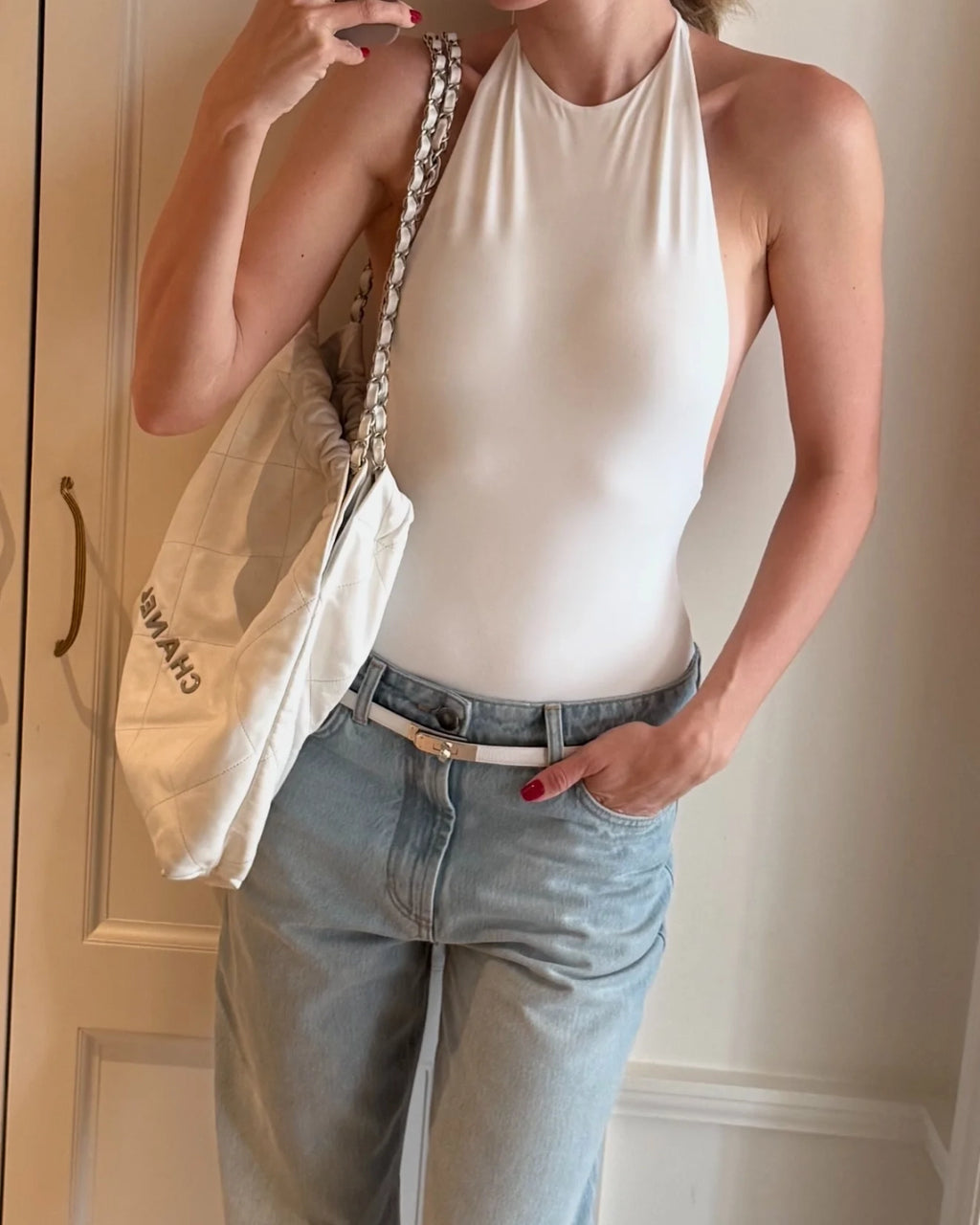 White Open-back Bodysuit
