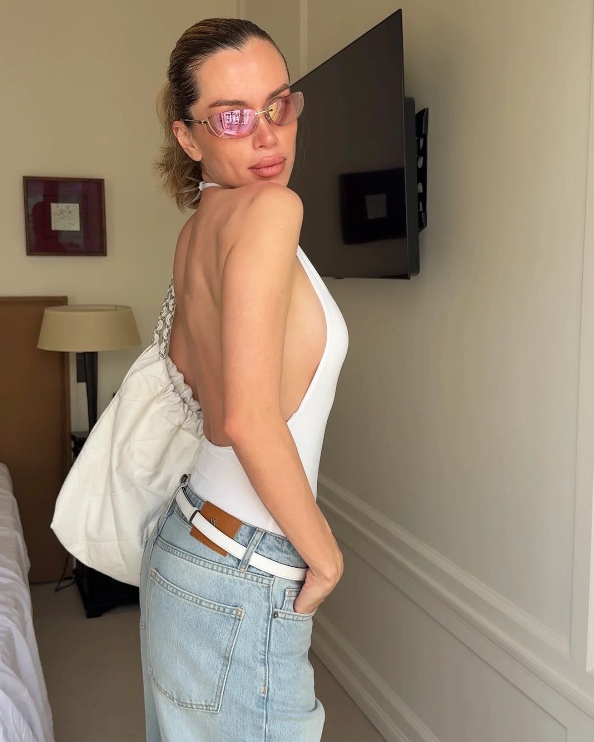 White Open-back Bodysuit