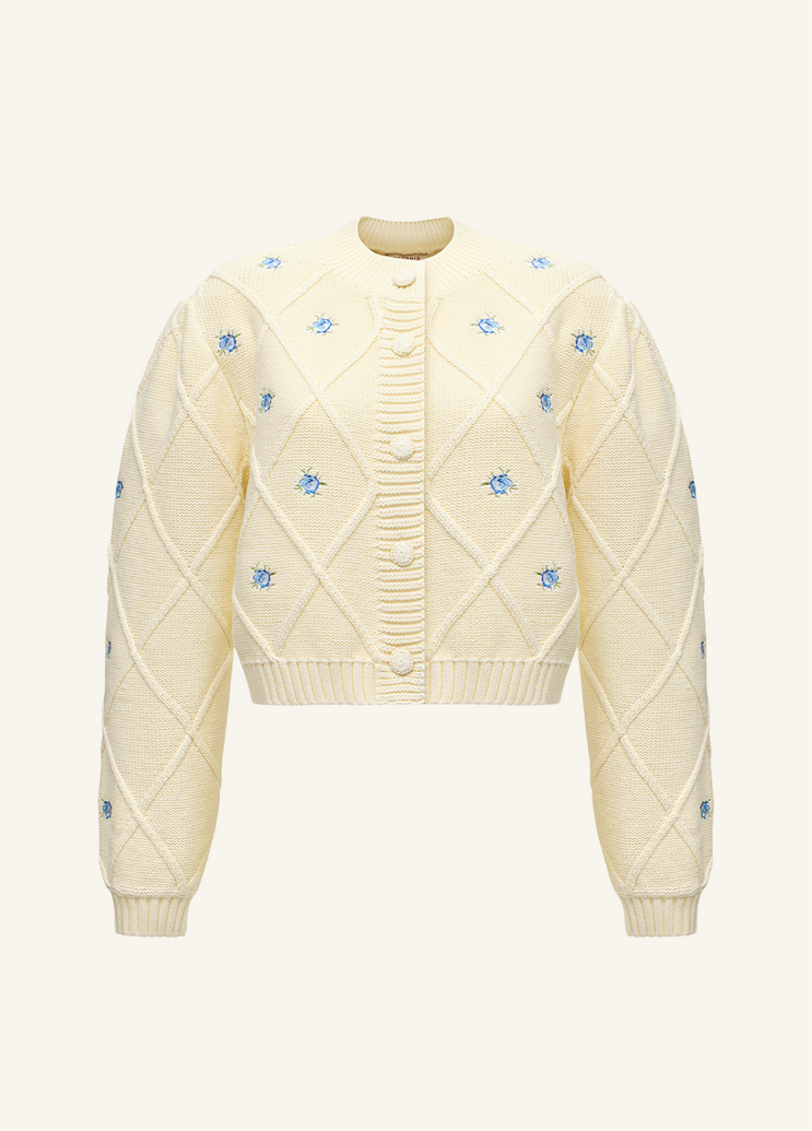 English Garden White Cardigan