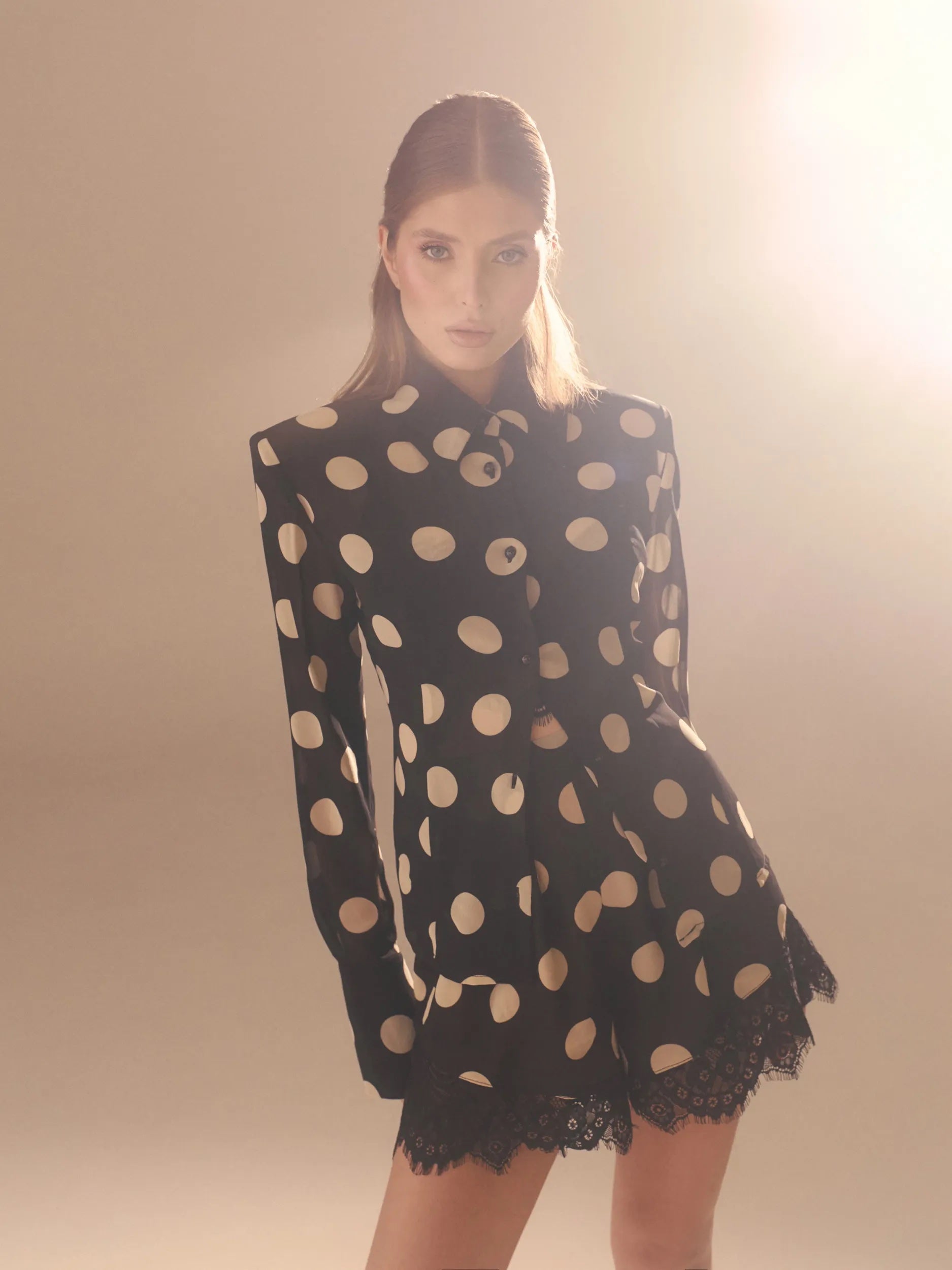 Polka dot shorts with lace