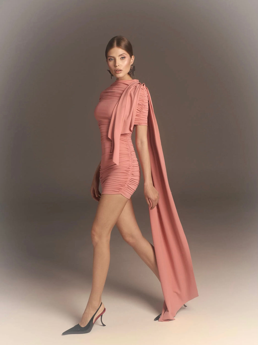 Cape dress with flap