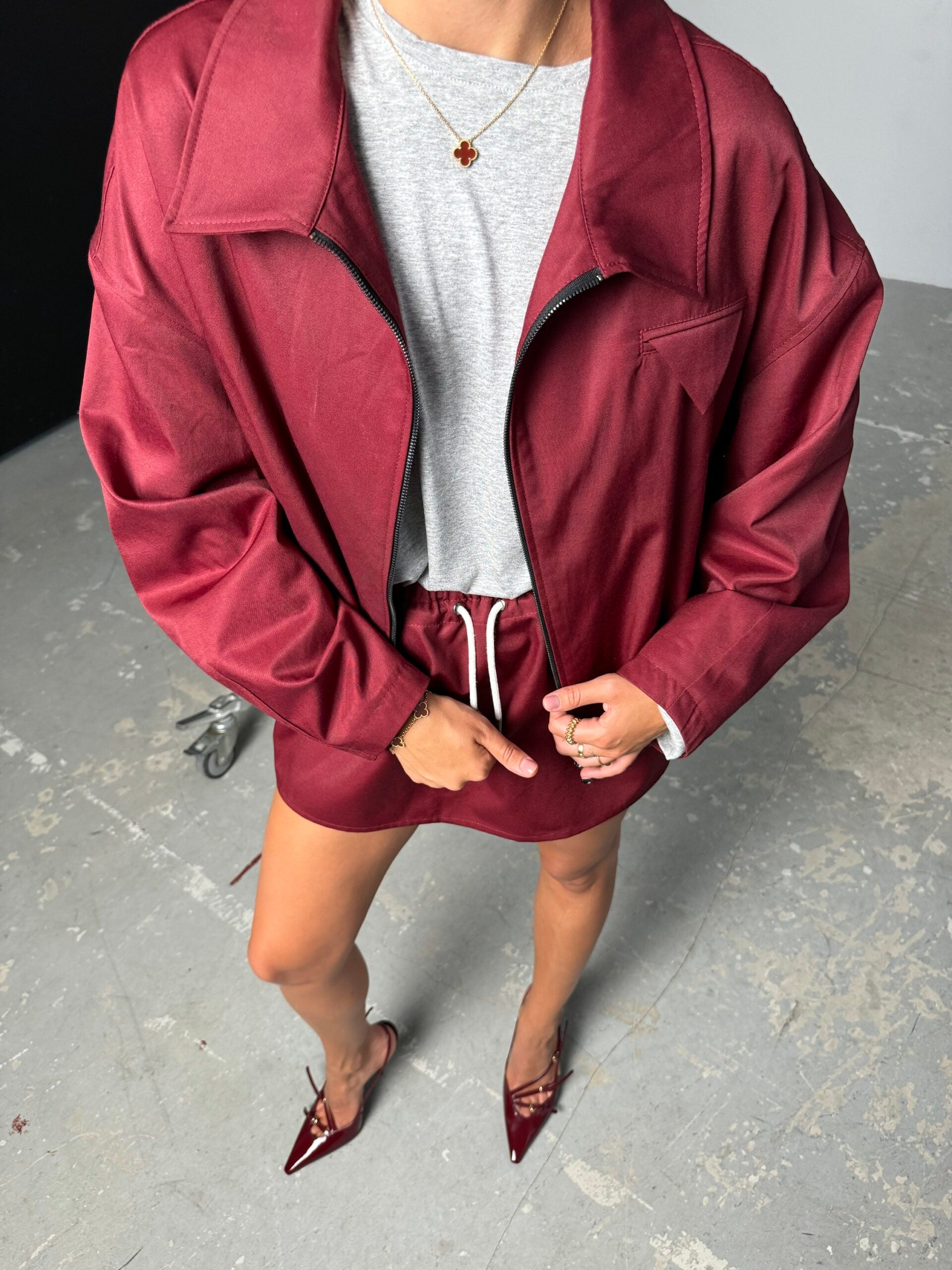 Burgundy Bomber Jacket