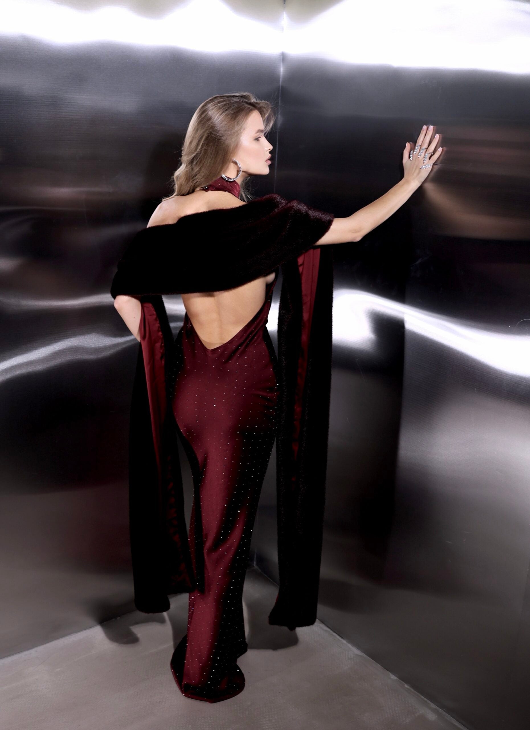 Combination dress with rhinestones