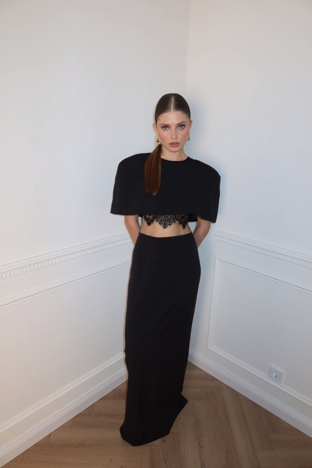 Black Statement Cape Top