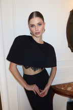 Black Statement Cape Top