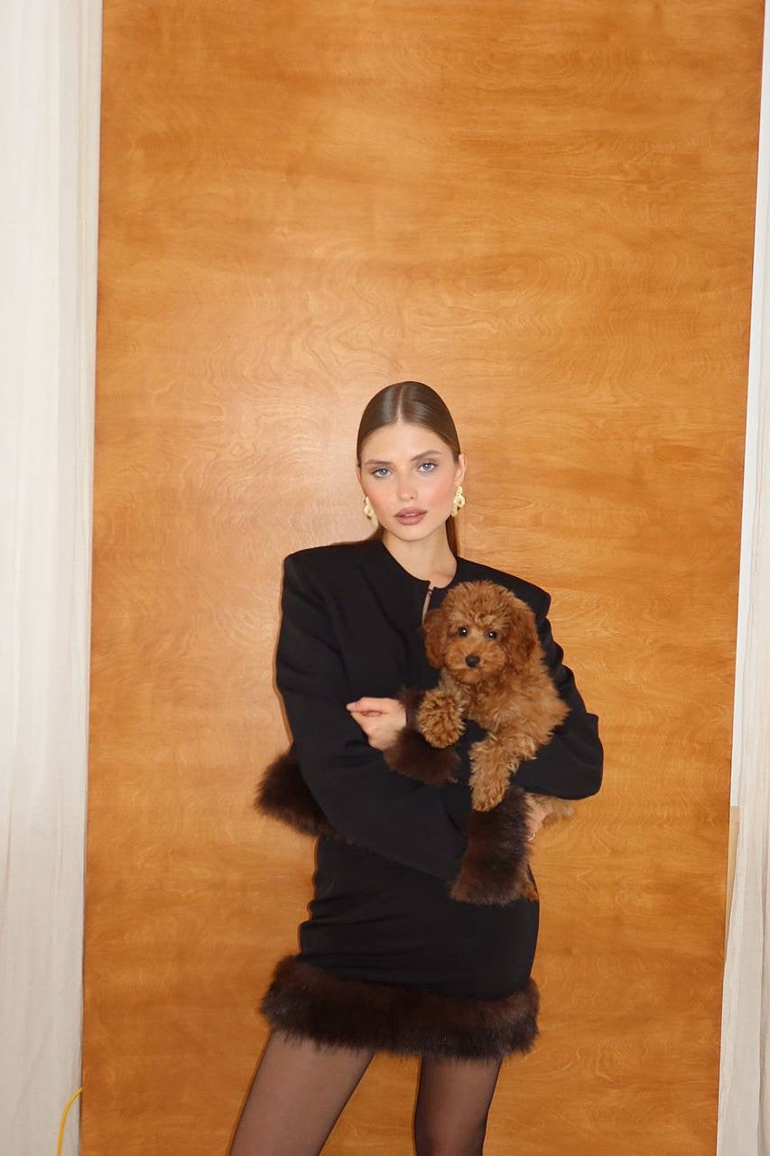 Mini skirt with fur