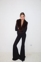 Bell-bottomed trousers with elastic band